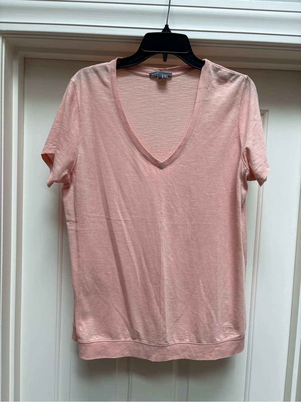 Vince Soft Blush Orange V-Neck Short Sleeve Tee